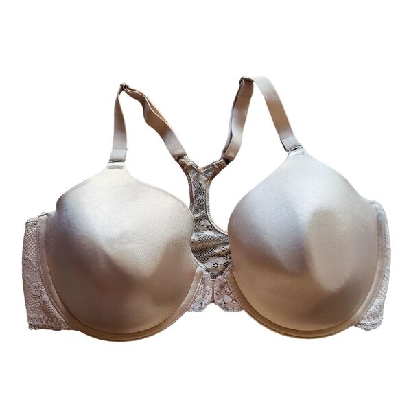 Maidenform Bra 38DD Womens Tan Lace Back Underwired Padded Front Closure - Picture 1 of 7